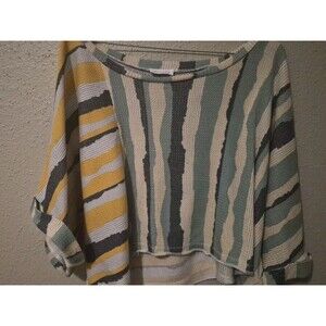 Bucket List Cropped Top M Boxy Oversized Striped Beachy Coastal